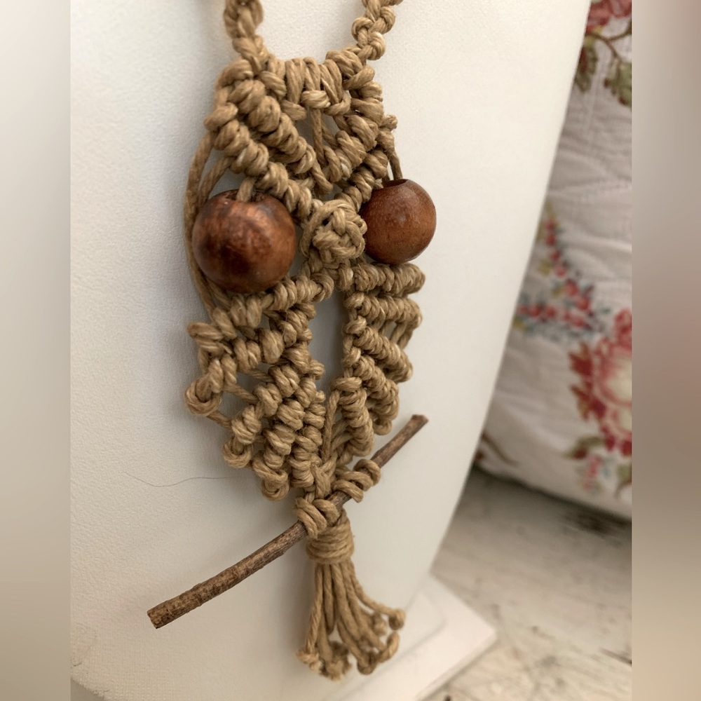 NWT Handmade Crochet Owl Boho Necklace - Picture 1 of 4